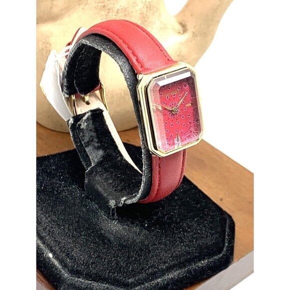 Steve Madden Women's Watch SM/1030 Quartz Rectangle Gold Red Dial Leathe… - Picture 13 of 13
